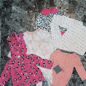 Mixed Lot Of 6 Baby Girl Footies And Jacket 6-9 Month